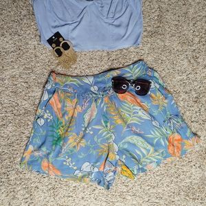 Angie Blue and Orange Floral Women Shorts